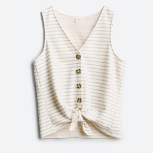 White and gray striped knit tank